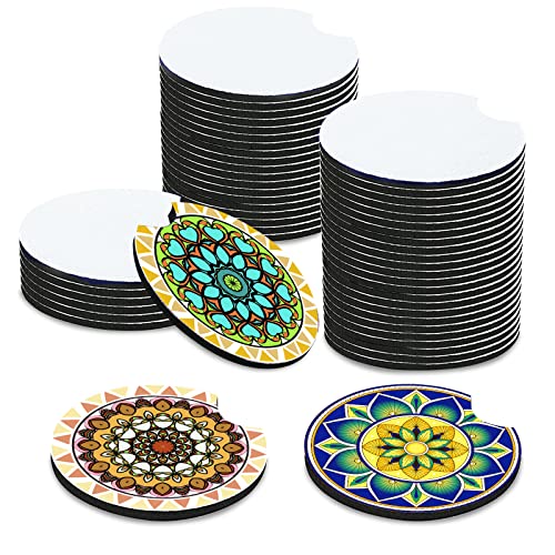 50pcs Sublimation Blanks Products - 2.75In Sublimation Blank Car Cup Coasters for DIY Crafts Painting Project Sublimation Accessories