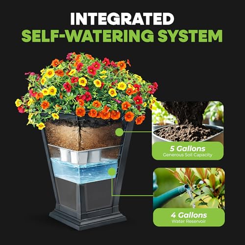 Image of FCMP Outdoor - Modemmo Chelsea Self-Watering Planter (2 Pack), Black