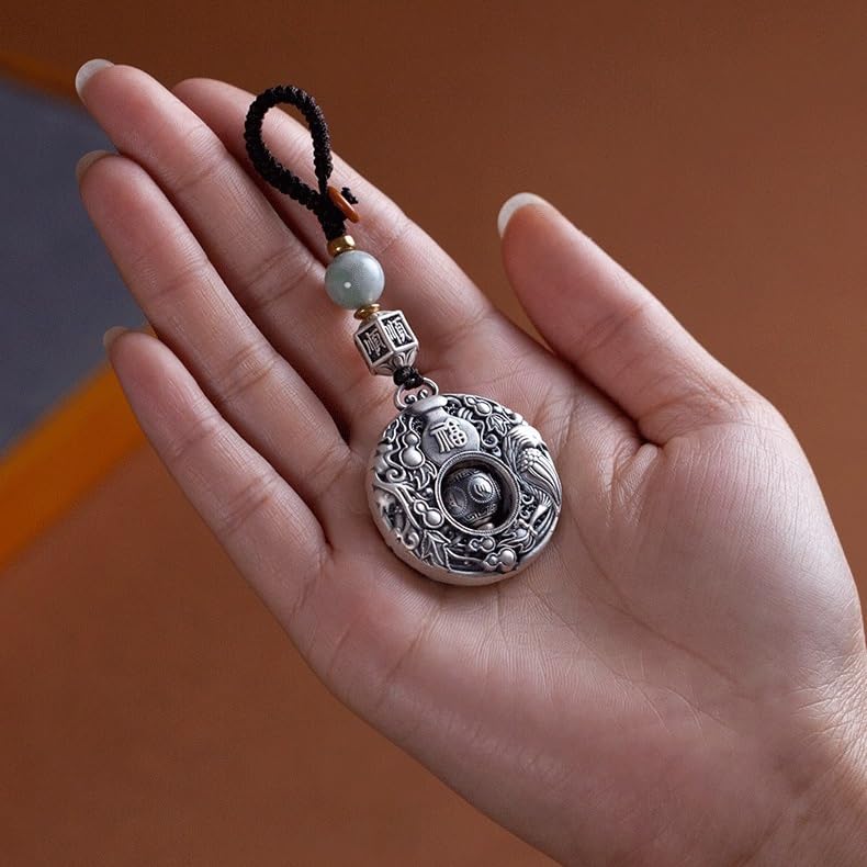 Portachiavi per Auto Portachiavi for auto con zucca Fu Lu Shuang Xi in argento, ciondolo for uomini e donne, regalo for retrò pace