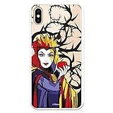 Funda para iPhone XS MAX Oficial de Blancanieves Madrastra Silueta Manzana para Proteger tu móvil. Carcasa para Apple de Silicona Flexible con Licencia Oficial de Disney.
