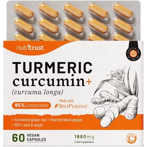 Vegan Turmeric Curcumin 1980mg with Bioperine and Ginger Root - 60 Capsule Blister Pack - high Strength Supplement - C3 Complex with 95% Active Curcuminoids - Made in The UK Cover