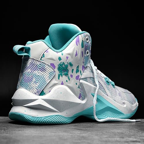 Image of Men's High-Top Basketball Shoes Anti-Slip and Wear-Resistant Soles Running Shoes Graffiti Design Fashionable Sports Shoes