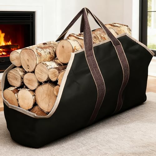 Amagabeli Large Canvas Firewood Carrier Log Tote Bag