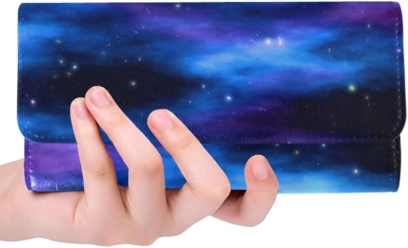Unique Custom Sky Cloud Nebula Galaxy Decorative Women Trifold Wallet Long Purse Credit Card Holder Case Handbag