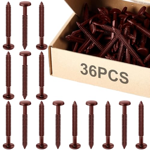 Image of Blulu 36 Pcs 3 Inch Vinyl Shutter Fastener Window Panel Peg Lok Pin Pegs Screws Shutter Spikes Anchor (Burgundy Red)