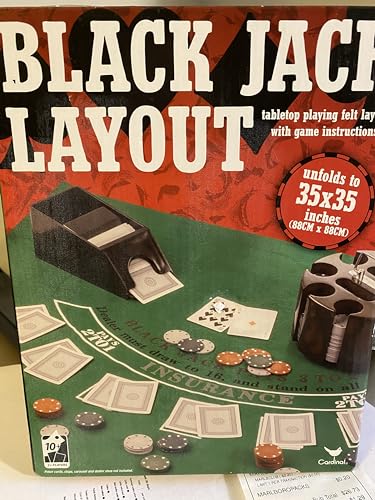 Black Jack Layout Tabletop Playing Felt with Game Instructions