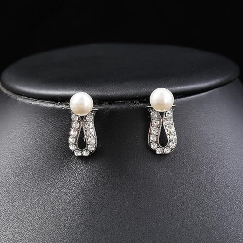 Juego de collar de perlas anticaída conjunto de pendientes ligeros que no dañan la oreja 5
