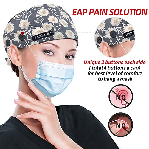Image of ABAMERICA Working Caps with Button and Sweatband, Adjustable Working Hats for Women Men, One Size(Tie Back or Toggle)