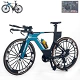 1:8 Scale Road Race Bike Toy Racing Bicycle Die-Cast DS Mini Road Finger Rider Bicycle Model Desktop Decoration DH Alloy Bike Action Figurine Toy for Cake Topper Crafts (Blue)