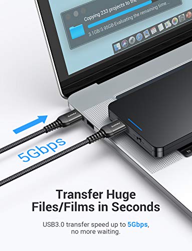 Image of AINOPE USB to USB Cable, 3.3FT*2Pack USB 3.0 A to A Male to Male Cable [Never Rupture] Double End Type A Cord for Data Transfer, Compatible with Hard Drive Enclosures, Laptop Cooler, KVM, DVD Player