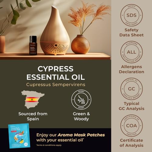Image of 100% Pure Cypress Essential Oil - 0.34 Fl Oz - Cypress Oil for Hair, Skin, Diffuser, Aromatherapy & DIY Candle Making Scent