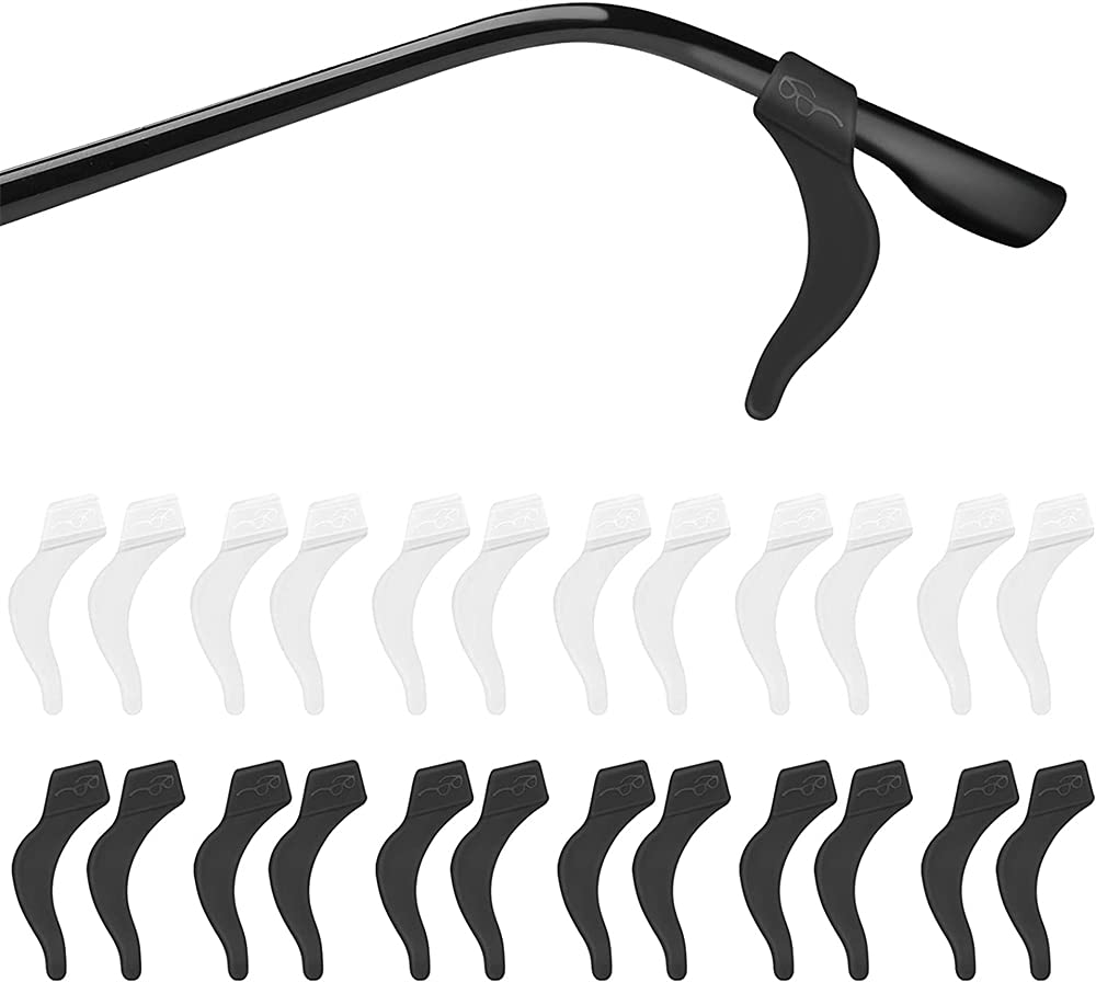 ELECDON Eyeglass Ear Grip, Anti-Slip Eyeglass Holder, Premium Silicone Eyeglass Ear Hook, Eyeglass Temple Tips Sleeve Retainer for Reading Glasses, Sunglasses, Eyeglasses, 12 Pairs