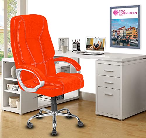 Image of Casa Copenhagen Zurich Collection Designed in Denmark,High-Back Imported Anti - Bacterial Fabric Home & Office Ergonomic Chair with Advanced Mechanism, Luxurious Seating & Arm-Rest - Orange Mania