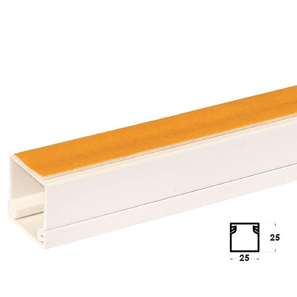 ENVA® Elektrischer Kabelkanal, weiß, selbstklebend, lackierbar, PVC, Kabelkanal, Kabelkanal, Kunststoff, Mini-Kofferraum (2, 25 x 25 mm)