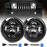 Auto Buero 2PCS 7 Inch LED Headlights Hi/Lo Beam, Round Headlight H6024 LED Headlight Compatible with Jeep Wrangler JK CJ TJ fit for Miata, Chevy S2