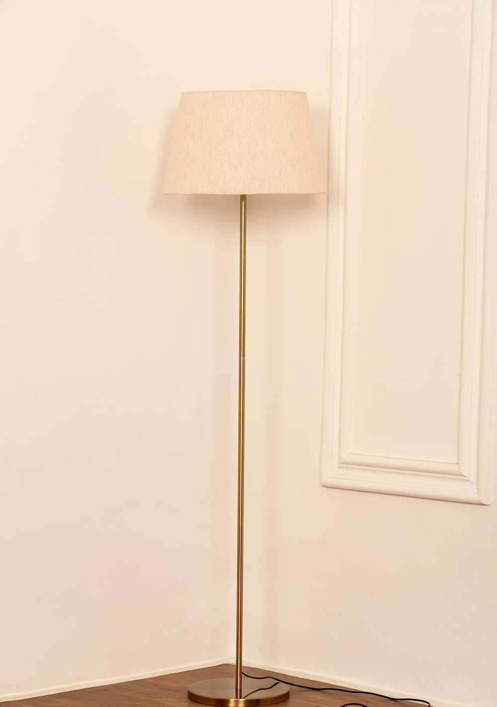 ANTIQUE NAUTICAL Floor Lamp Standing Modern Antique Brass Finish 45 inch Height with 12 inches Off White Lampshade for Living Room Corner, Home, Hotel, Office Pack of 1-picture-11