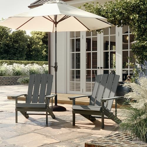 Bizchair Commercial Poly Resin Adirondack Chair Gray All Weather