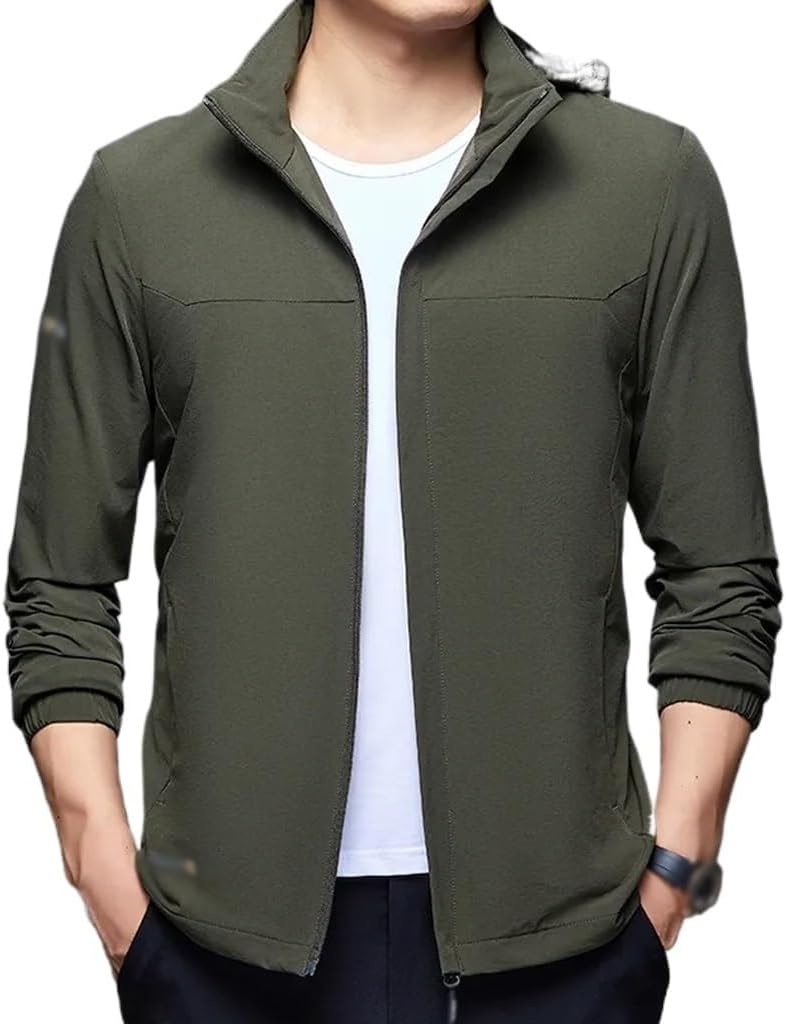 Size Men's Jacket Casual Autumn Fashion Outdoor Solid Color Detachable Hat Coat for Men