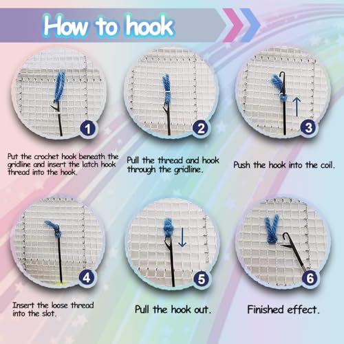 Image of bositigo Latch Hook Kits for DIY Throw Pillow Cover, Colorful Handmade Pillow Case for Home Decoration, Festival Gift 17x17inch (Custom Design)