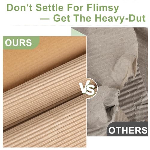 Image of Corrugated Cardboard Roll,196 x 17 Inches Corrugated Paper,Single Face Thick Cardboard Roll for DIY,Crafts,Gift Packaging,Moving,Shipping,Mailing,Modeling and Packaging Pads(Brown)