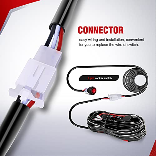 Image of Nilight Wiring Harness Kit 14AWG Heavy Duty 12V On-Off Switch Power Relay Blade Fuse for Off Road LED Work Light Bar-ONE Lead