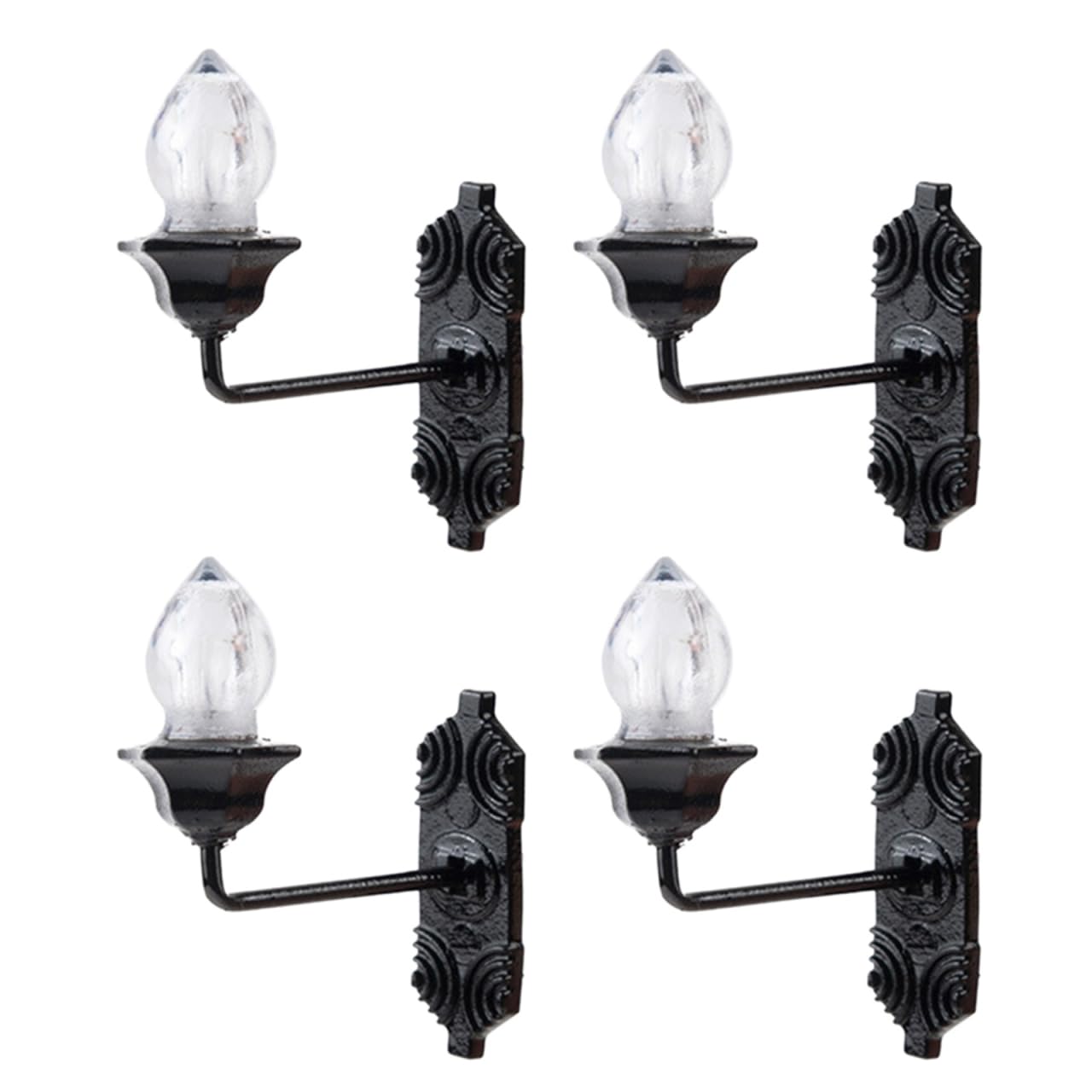 Housoutil Dollhouse Miniature Wall Sconces, 5PCS Dollhouse LED Wall Lamp, ABS Mini Decor Lamp,Black Decor Outdoor Lights Sand Table Lighting Toy for DIY Living Room Mini Toy Models