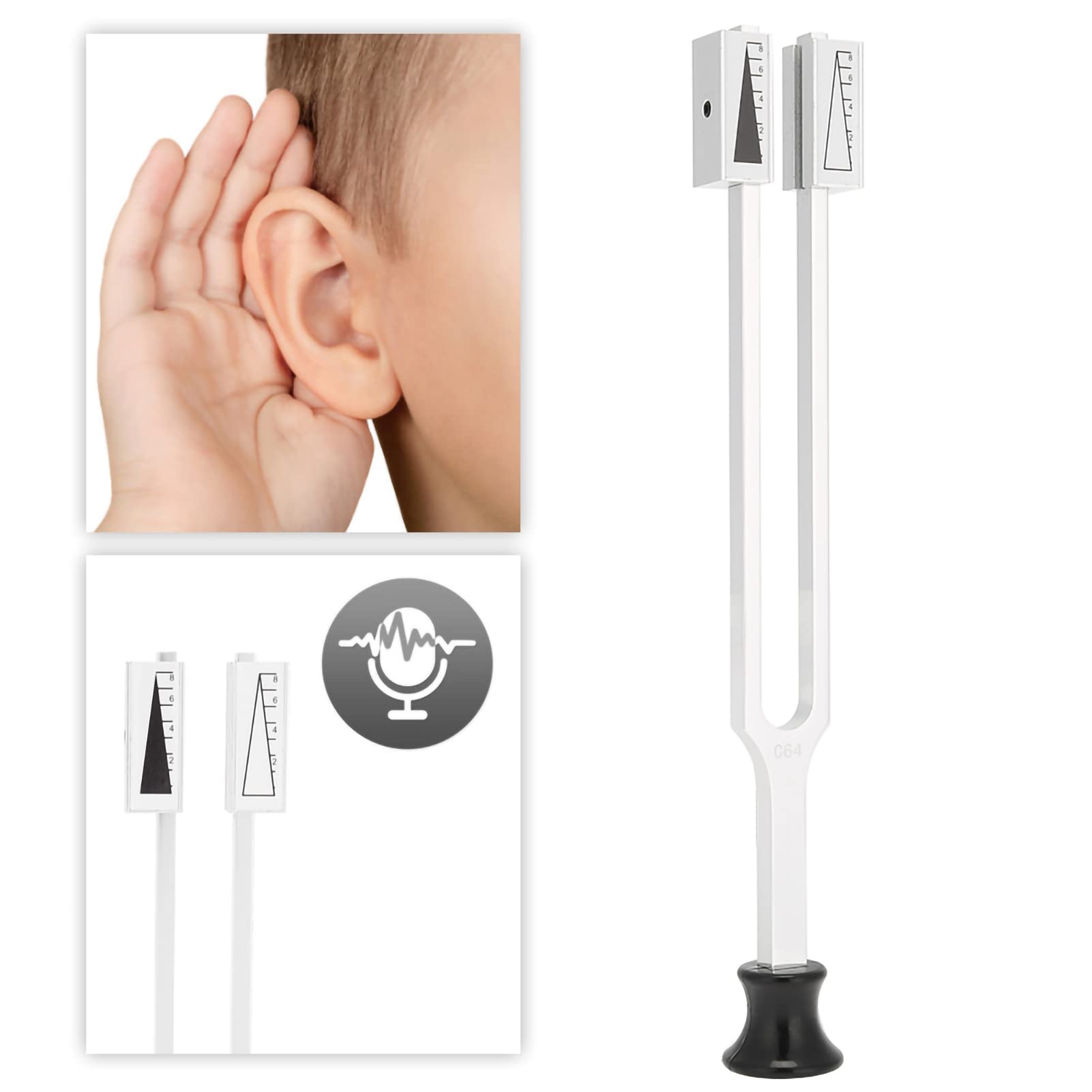 C64Hz Medical Tuning Fork, Forcella di sintonizzazione medica in lega di alluminio, strumenti di sintonizzazione delle vibrazioni di salute diagnostica strumento di terapia