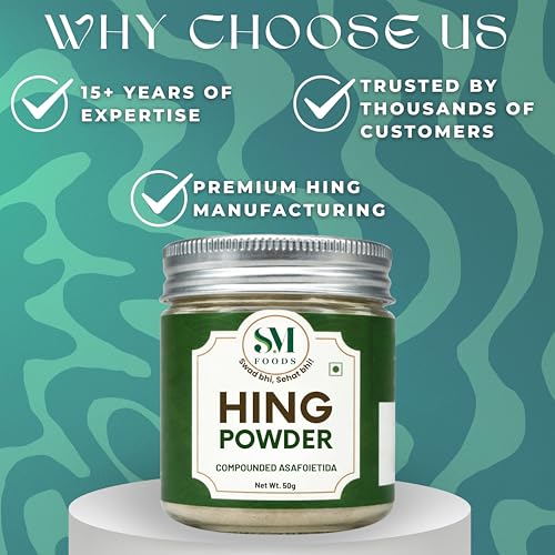 Image of SM FOODS Hing Powder 50g (Pack of 1) | Compounded Hing | Strong Aroma | Perfect for Everyday Cooking, Tadka & Digestion Support