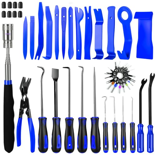 Image of 52pcs Precision Pick and Hook Tool Set, Trim Removal Tools,Clip Removal Plier Fastener Removers Set,Blue