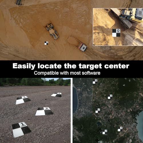 Image of Drone Survey Ground Control Point GCP, UAV Aerial Survey Mapping Target Numbered 0-9, GCP UAV Marker with Center Eyelet and Corner Anchor Points, Compatible with Surveying Equipment, 10 PCS (24 inchx24 inch)