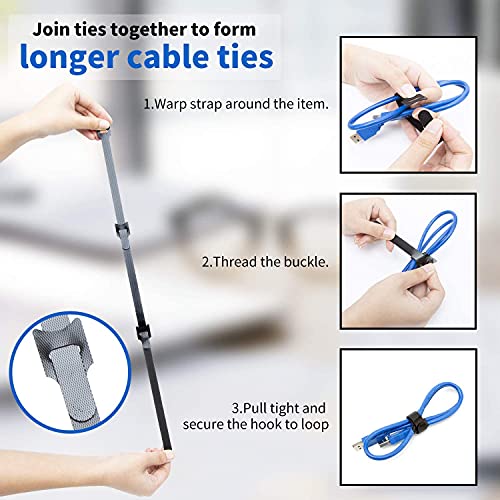Image of OIVO INDIA 90 Piece Cable Organizer Strap Tape - Wire /Cord Holder Management Straps - Reusable Hook & Loop Ties for PC, TV, Desk, WFH Accessories - Multicolor