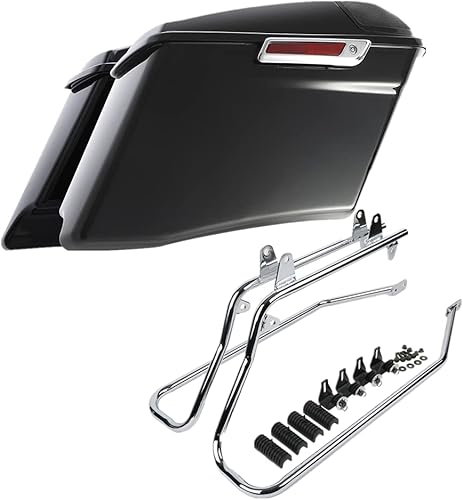 TCMT Alforjas extendidas estiradas de 4 pulgadas 5 x 7, tapas de altavoces Kit de soporte de conversión para Harley Heritage Softail Fatboy FLSTF