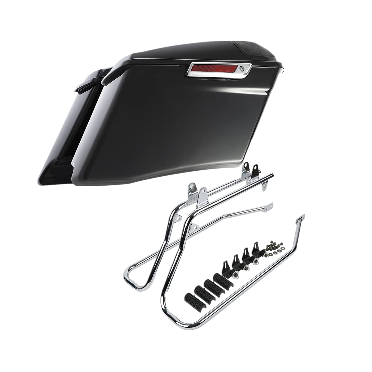 TCMT 4" Stretched Extended Saddlebags 5x7 Speakers Lids Conversion Bracket Kit Fit For Harley Heritage Softail Fatboy FLSTF Breakout 1984-2017