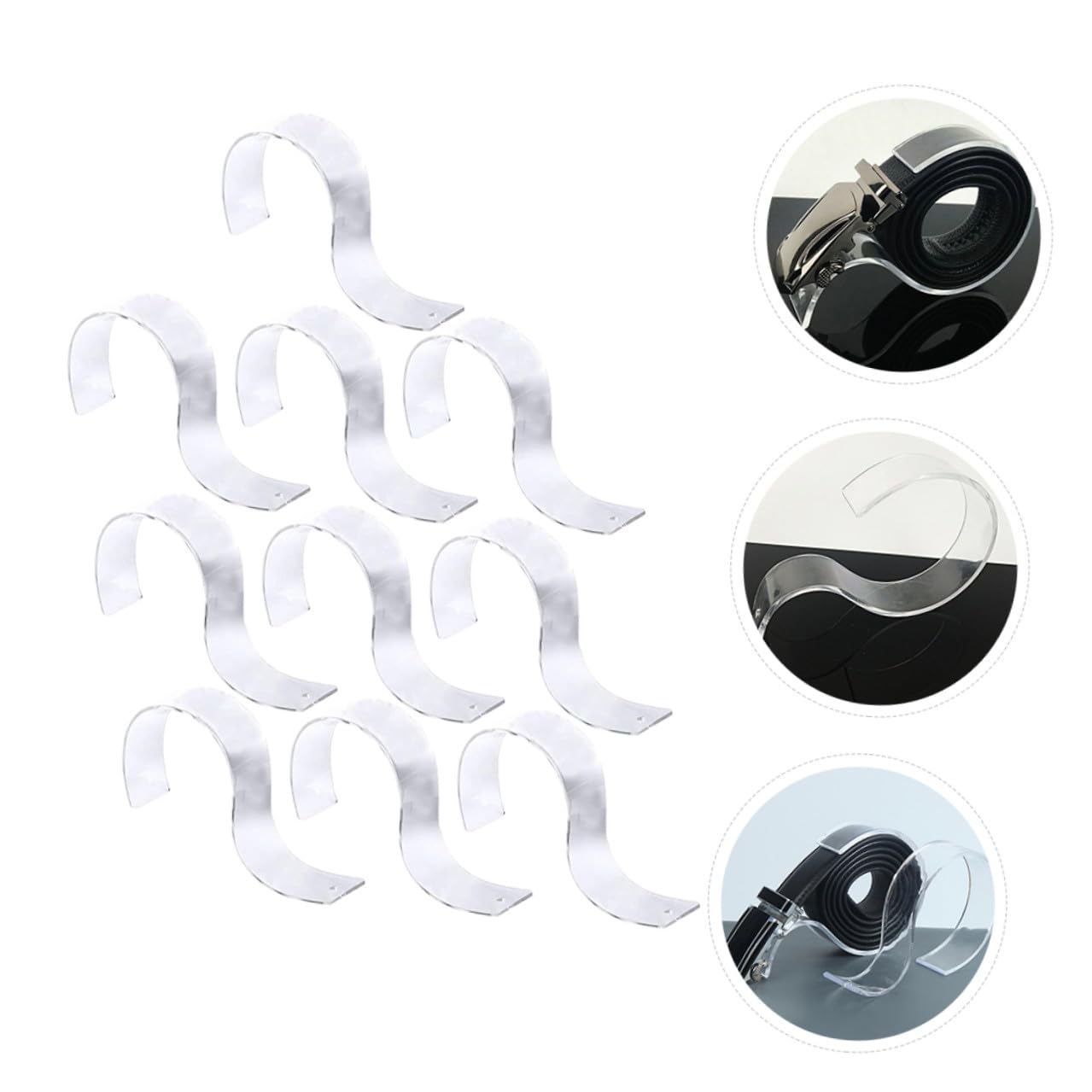 10 Stück Teiliges Transparentes S förmiges Acryl Gürtel Display Regal Langlebiger Gürtelhalter für Einzelhandel und Schrank Flexibler Kratzfester Aufbewahrungsständer für Gürtel