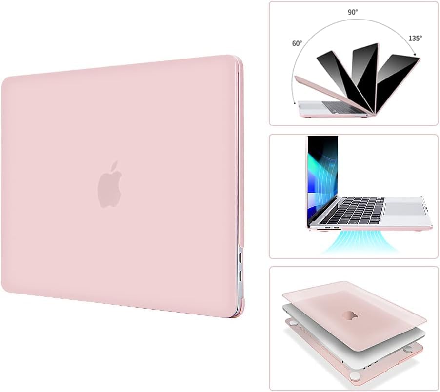 Image of EooCoo Case Compatible with MacBook Air 13 inch Case for 2025-2022 M4 M3 M2 Chip Model A3240 A3113 A2681, Protective Plastic Hard Cover Shell for MacBook Air 13.6 inch Laptop - Frosted Pink