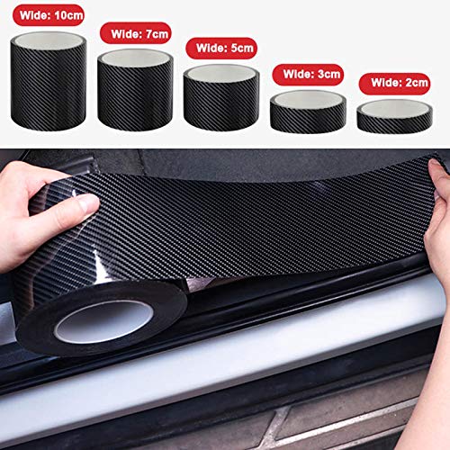 Autofolie 5D Carbon Fiber Nano Kleber Auto Aufkleber Schutzfolie Türkantenschutz Auto Kofferraum Türschwelle Ganzkörperaufkleber Vinyl Zubehör Auto Folie(Carbon Black,7CM_5METERS)