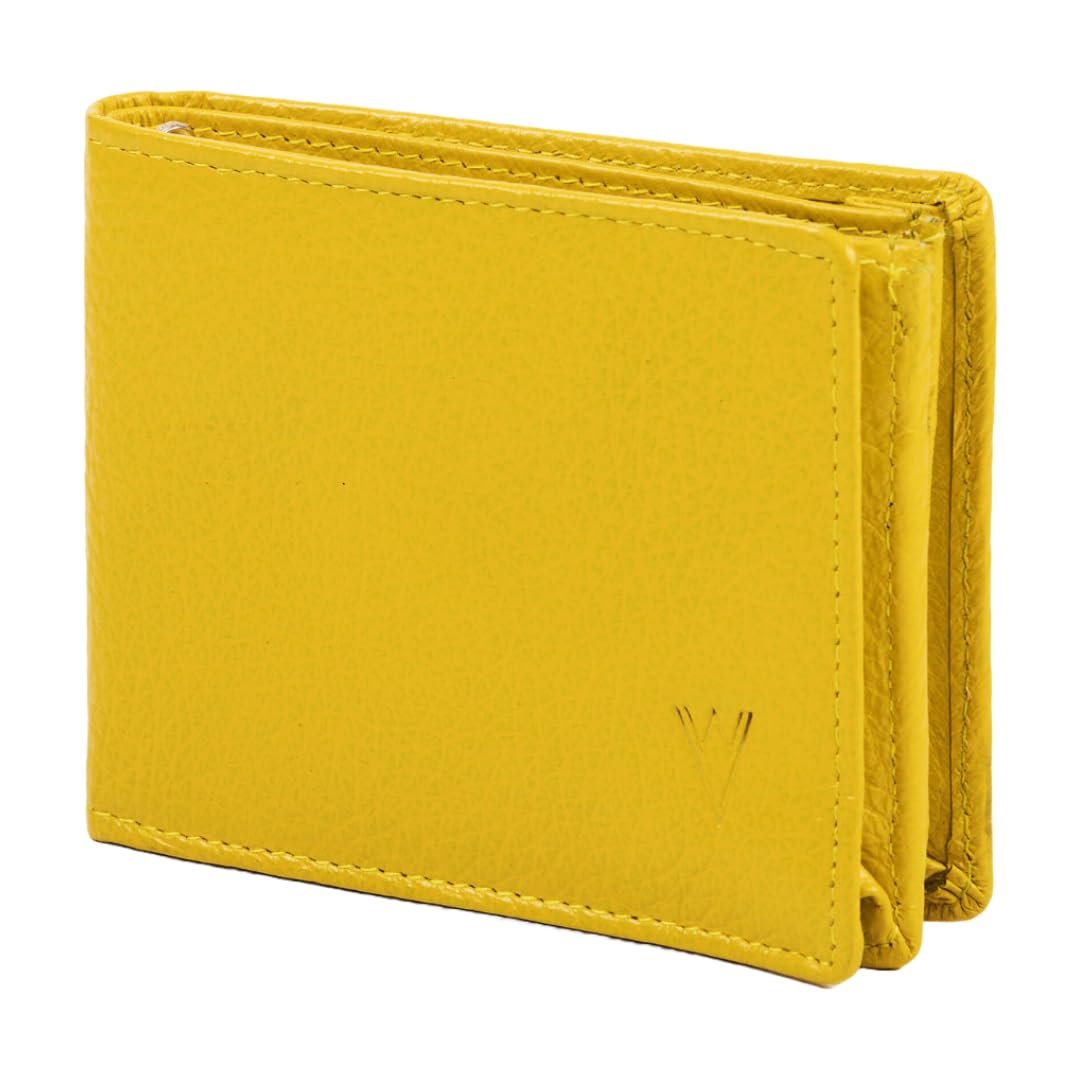 Men’s Yellow Leather Wallet – Slim Bifold RFID-Blocking Wallet (8 Card Slots, Ultra Strong Stitching, 6M Warranty)-image-10