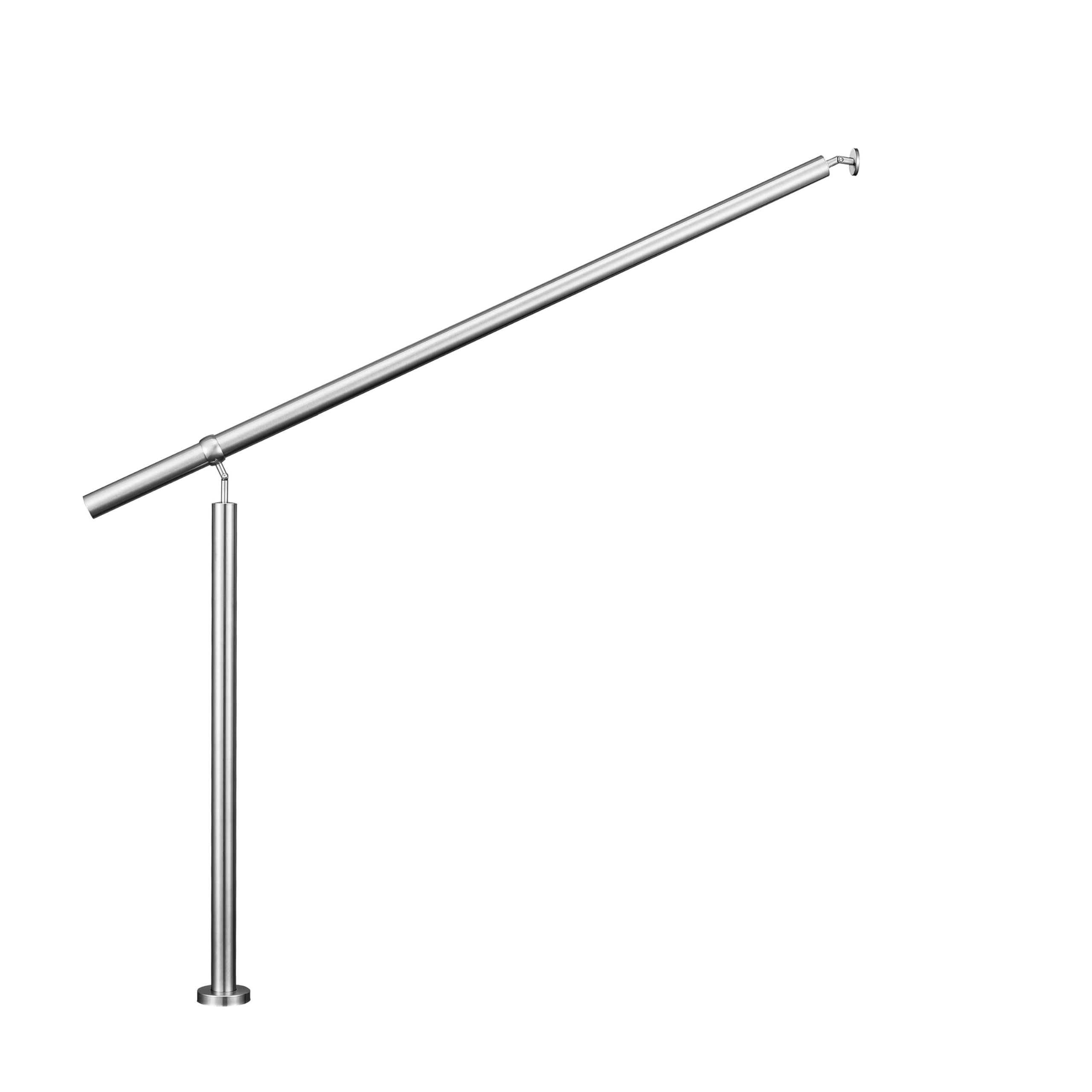 Edelstahl Eingangsgeländer Geländer Treppengeländer Winkelverstellbare Wandhaltegriffe, Silber, Handlauf für Innen- Und Außenbereich Geeignet, 150x95 cm