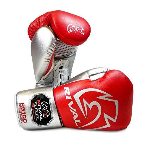 Guantes de boxeo Rival RS100 rojo/plata, estilo profesional