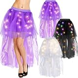 Suhine 3 Pcs Valentine's Day Women Tulle Tutu Skirts A Line Tutu Light up Women's Skirt Rave Outfit Skirt Glow in The Dark Led Costumes for Women Party High and Low Tulle Skirt
