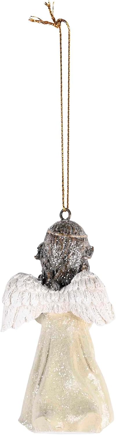 Dicksons Decorative Holiday Hanging Christmas Tree Ornament 1.75 x 3.5 Inch Resin Glittered Praying Angel - Image 2