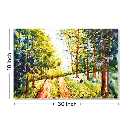 Image of RANGOLI 100% Cotton Stretched Canvas Painting 400 GSM, Framed Modern Art Forest Landscape Canvas Abstract Wall Art for Living Room, 3D Paintings for Wall Decor (18 x 30 Inch With Frame)