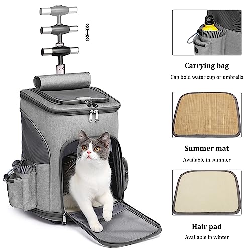 K ERATISNIK Wheeled Pet Carrier Backpack Breathable Pet Carrier with Wheels Collapsible Dog Backpack Carrier for Small Dogs Cats Puppy Dog Stroller Travel Carrier… (Grey) K ERATISNIK Wheeled Pet Carrier Backpack Breathable Pet Carrier with Wheels Collapsible Dog Backpack Carrier for Small Dogs Cats Puppy Dog Stroller Travel Carrier… (Grey)