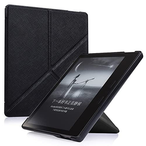 Image of Case for Kindle Oasis (10th Generation, 2019 Release and 9th Generation, 2017 Release) | Slim Cross Stripe Fold Stand Cover | Black