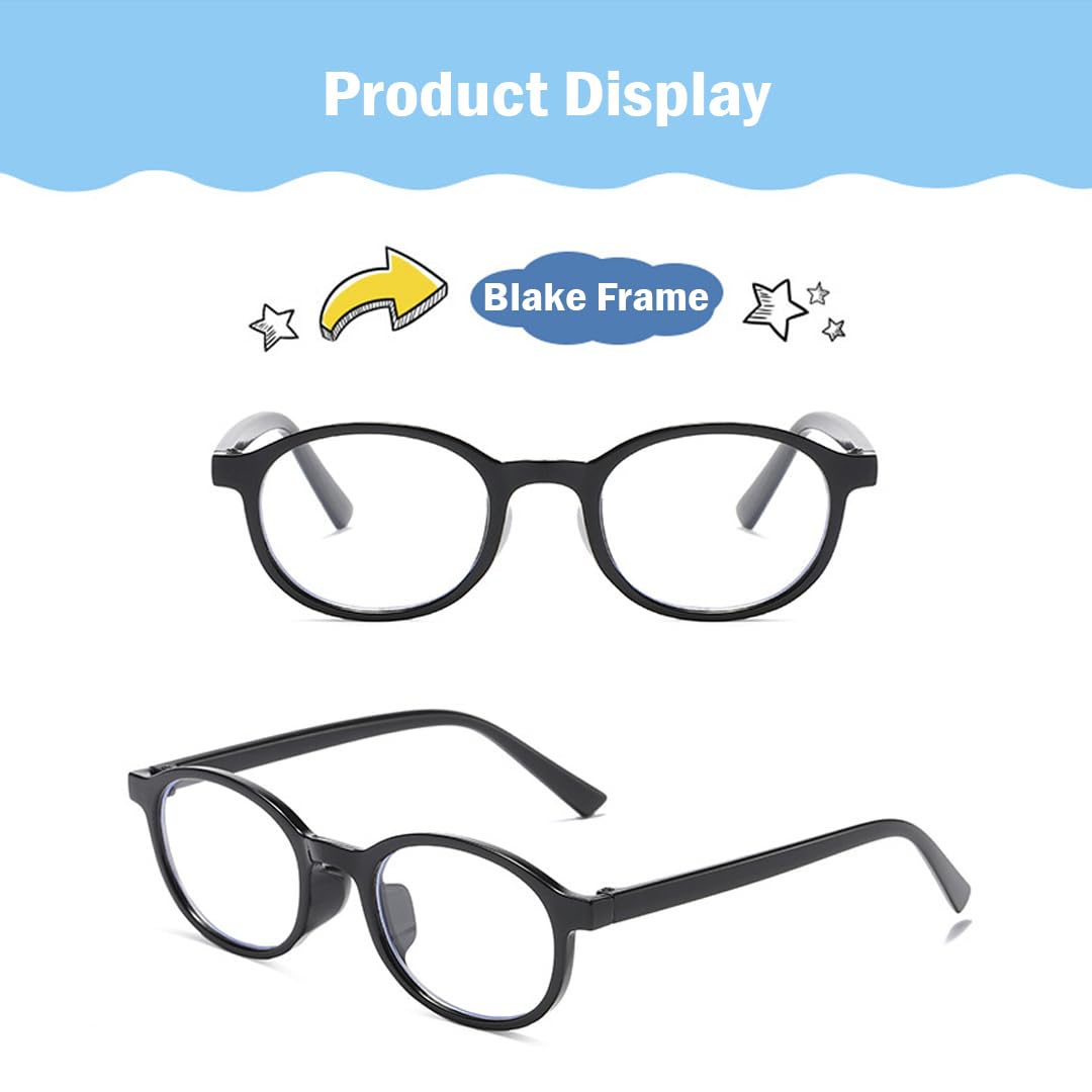 SYGA Children's Anti-Blue Light Glasses Retro Round Black Frame Cute Kids Suitable For Age 4 to 12 Years old 4
