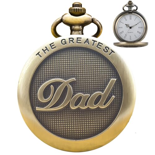 Orologio Da Tasca Vintage, Orologio Da Tasca Al Quarzo Con Catena, Con Numeri Romani, Elegante E Classico, Per Uomo Donna, Perfetto Per Compleanno, Festa Del Papà, Giorno Di Natale, (Bronzo)