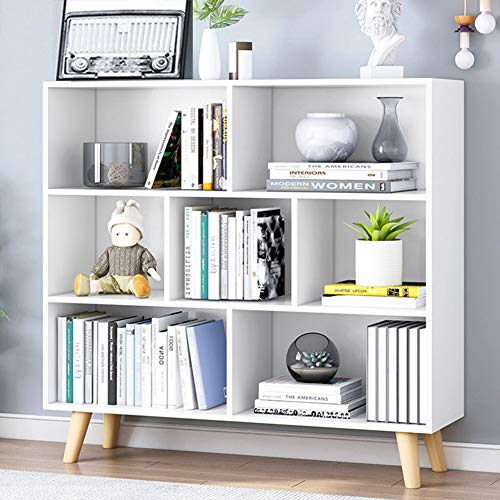 Image of IOTXY Wooden Open Shelf Bookcase - 3-Tier Bookshelf with Legs, Warm White