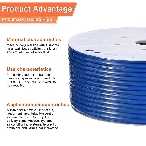 Image of MECCANIXITY PU Air Line Tubing Hose Tube Blue, 6mmx4mm 160M 525ft for Fluid Transfer, Air Compressor