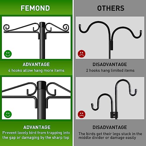 Femond Shepherds Hooks For Outdoor, 76 Inch Bird Feeder Pole With 5 Prong Base,Heavy Duty Adjustable Garden Hanging Plant Hangers For Hummingbird Feeder, Plant Baskets, Solar Light Lanterns (2 Packs) #TOP1