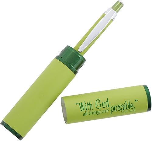 Miniatura 6 de All Things Are Possible - Bolígrafo clásico en estuche de regalo a juego, Mateo 1926, versículo de la Biblia, recargable, retráctil, mediano,